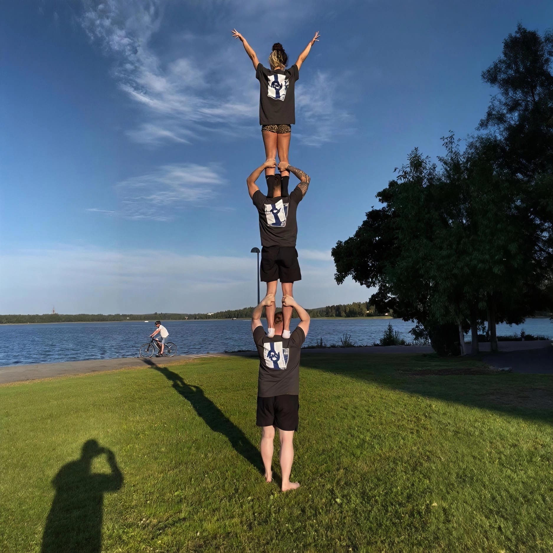 A collage of acro yoga images from the clapham common acro jam